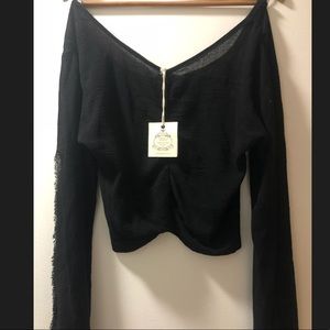 Black linen long sleeve shirt